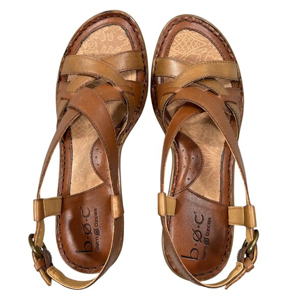 b.o.c. Born Concepts Brown Slingback Strappy Leather Sandals Size 8 - Picture 3 of 13